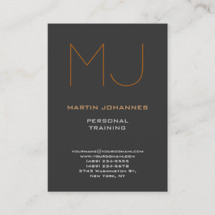 Carte De Visite Trendy Monogram Grey Sport Personal Trainer