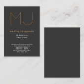 Carte De Visite Trendy Monogram Grey Sport Personal Trainer (Devant / Derrière)