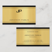 Carte De Visite Trendy Monogrammed Black Gold look élégant moderne (Devant / Derrière)