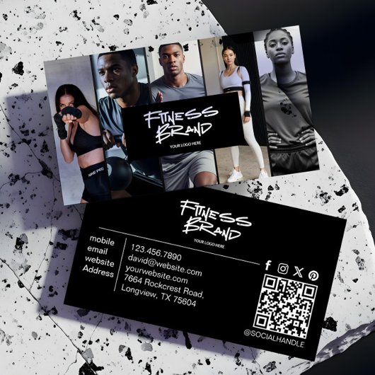 Carte De Visite Trendy Personal Trainer Fitness Photo Collage