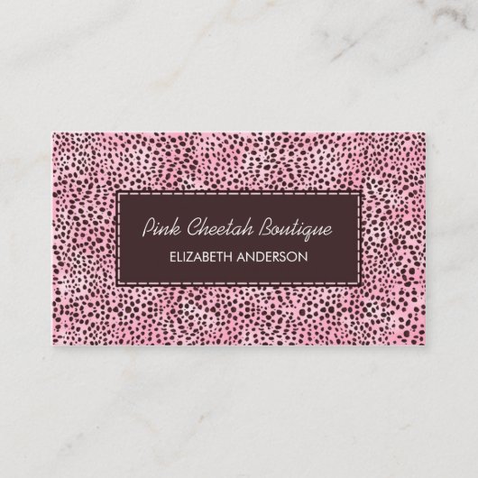 Carte De Visite Trendy Pink Cheetah Imprimer Boutique Girly Beauty (Devant)