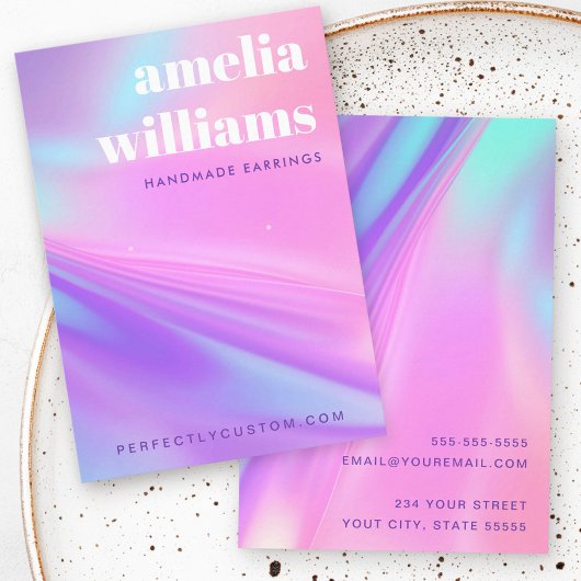 Carte De Visite Trendy pink purple gradient earring display card