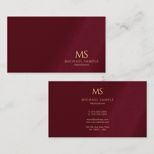 Carte De Visite Trendy Professional Elegant Gold Text Monogram (Devant / Derrière)