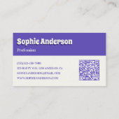 Carte De Visite Trendy Purple Retro Check Pattern with QR Code (Dos)