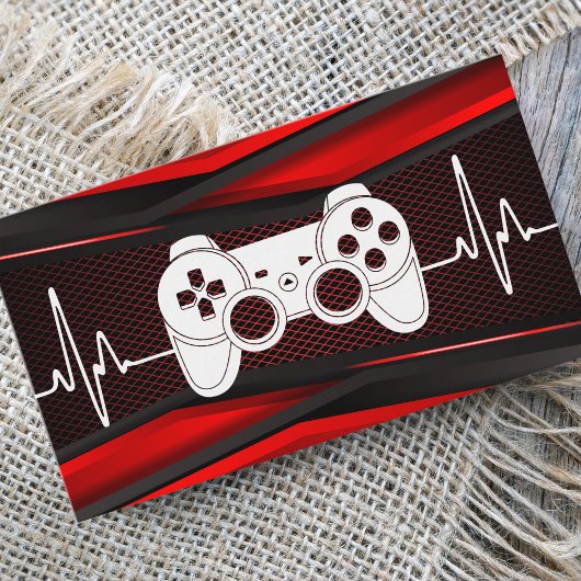 Carte De Visite Trendy Red Joypad Heartbeat Gamde Tester Gamer Fun