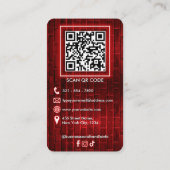 Carte De Visite Trendy Red Neon Pink Bakery Custom Logo QR Code   (Dos)