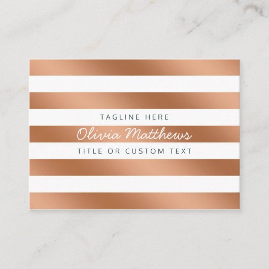 Carte De Visite Trendy Rose Gold Foil Stripes Médias sociaux moder (Devant)