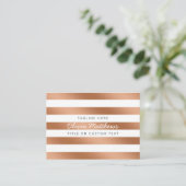 Carte De Visite Trendy Rose Gold Foil Stripes Médias sociaux moder (Debout devant)