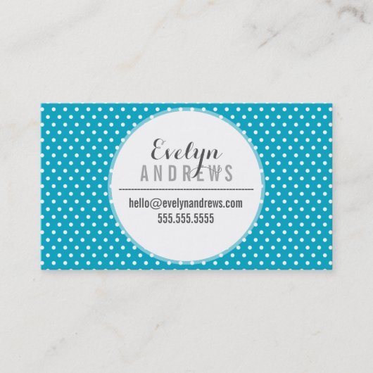 Carte De Visite TRENDY SIMPLE SPOT mini-polka point mignon turquoi (Devant)