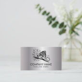 Carte De Visite Trendy Tree Trimming & Arborist Services Silver (Debout devant)