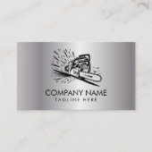 Carte De Visite Trendy Tree Trimming & Arborist Services Silver (Devant)