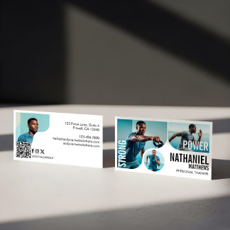 Carte De Visite Trendy Wavy Photo Frame Personal Trainer Fitness 