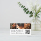 Carte De Visite Tressage Typographie Photo Collage Code QR (Debout devant)