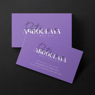 Carte De Visite Tresse de cheveux tendance violet minimaliste élég