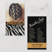 Carte De Visite Tresses d'Afrocentric - coiffeur de Cornrows (Devant / Derrière)