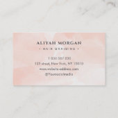 Carte De Visite Tresses Typographie Aquarelle rose pâle (Dos)