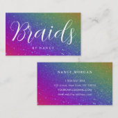 Carte De Visite Tresses typographie Arc-en-ciel Parties scintillan (Devant / Derrière)