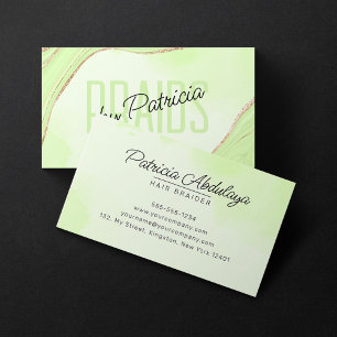 Carte De Visite Tresseuse de cheveux en Agate Pailletée Or Vert Ci
