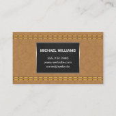 Carte De Visite Triage métallique monogramme | Cuir Tan Double Tra (Dos)