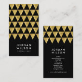 Carte De Visite Triangle d'or Noir et Faux Vertical moderne (Devant / Derrière)