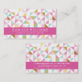 Carte De Visite triangle GEOMÉTRIQUE MODERNE aztèque motif menthe  (Devant / Derrière)