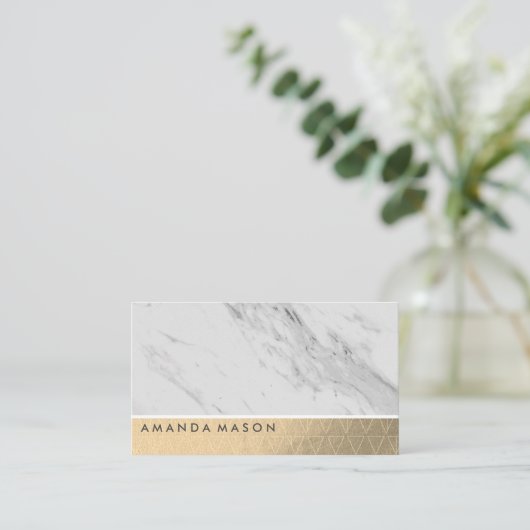 Carte De Visite Triangle Motif Gold Foil | Marbre (Debout devant)