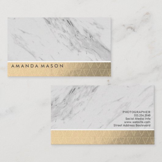 Carte De Visite Triangle Motif Gold Foil | Marbre (Devant / Derrière)