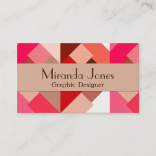 Carte De Visite Triangles Abstraits modernes, Coral rouge et rose