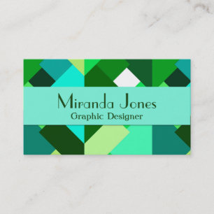 Carte De Visite Triangles Abstraits modernes, Emerald Green et Aqu