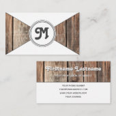 Carte De Visite Triangles blancs en bois organique monogramme (Devant / Derrière)