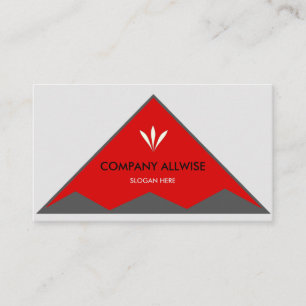 Carte De Visite Triangles élégants en gris argenté & rouge