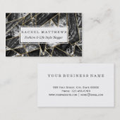 Carte De Visite Triangles géométriques d'agate d'or blanc noir de (Devant / Derrière)