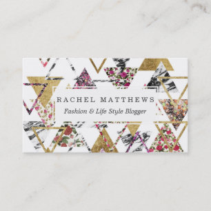 Carte De Visite Triangles géométriques de marbre floral chic d'o