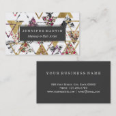 Carte De Visite Triangles géométriques de marbre floral chic d'or (Devant / Derrière)