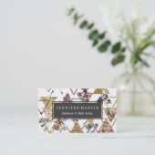 Carte De Visite Triangles géométriques de marbre floral chic d'or (Debout devant)