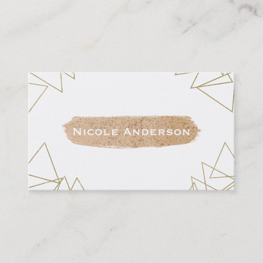 Carte De Visite Triangles géométriques dorés modernes Brosse de br (Devant)