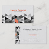 Carte De Visite Triangles géométriques gris et blanc modernes Moti (Devant / Derrière)