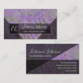 Carte De Visite Triangles gris de champ de lavande monogramme b (Devant / Derrière)