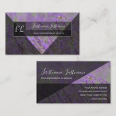 Carte De Visite Triangles gris du champ de lavande monogramme (Devant / Derrière)