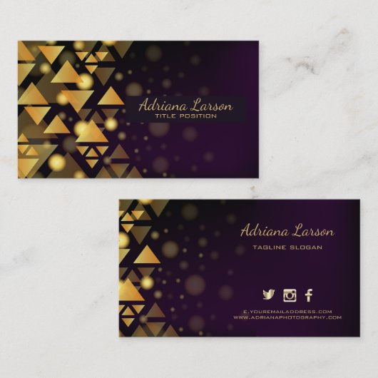 Carte De Visite Triangles or (Devant / Derrière)