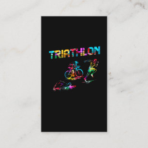 Carte De Visite Triathlon coloré course à vélo de natation Cour