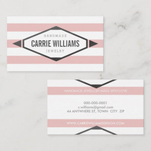 Carte De Visite TRIBAL AZTEC BOHO LOGO rayé gris rose simple