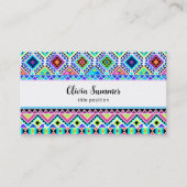 Carte De Visite Tribal aztèque bleu rose (Devant)