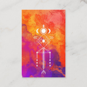 Carte De Visite Tribal aztèque principal pourpre orange de chaman