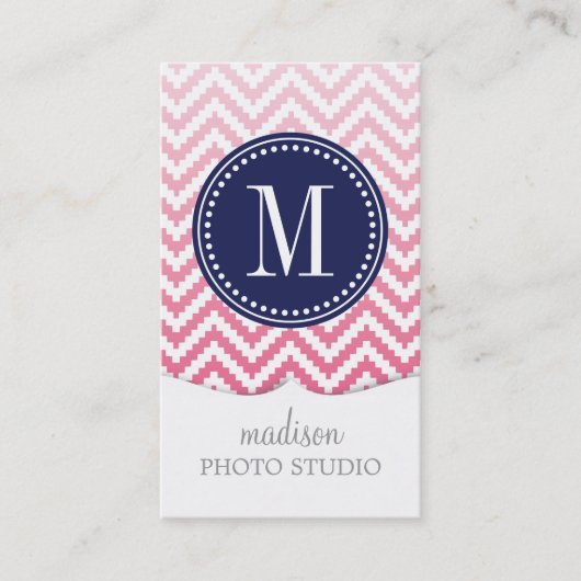 Carte De Visite Tribal aztèque rose d'Ombré Chevron personnalisé (Devant)