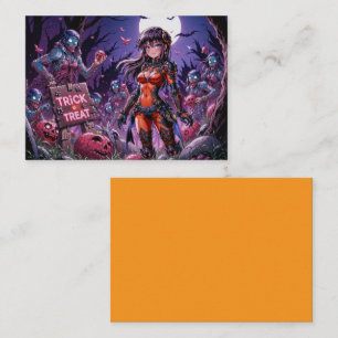 Carte De Visite Trick or Treat Halloween Zombies Distribuant des C