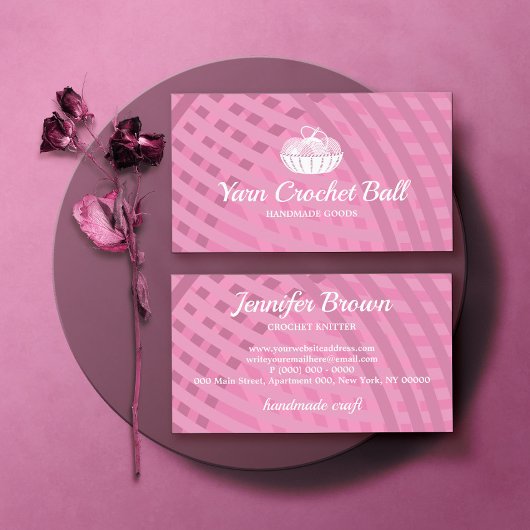 Carte De Visite Tricot à billes de fils Crochet rose