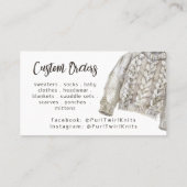 Carte De Visite Tricot artisanal Casquette d'hiver et pull (Dos)