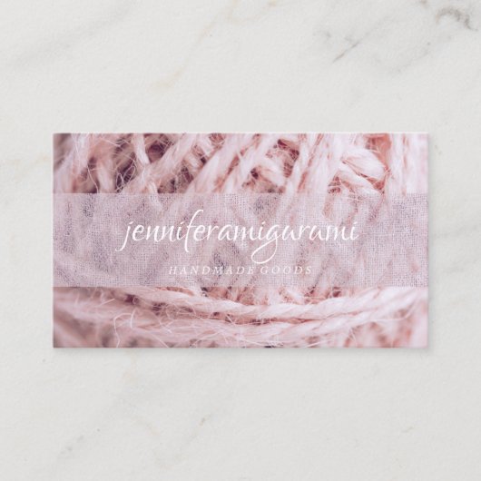 Carte De Visite Tricot Crochet artisanal Fil d'Artisanat rose (Devant)