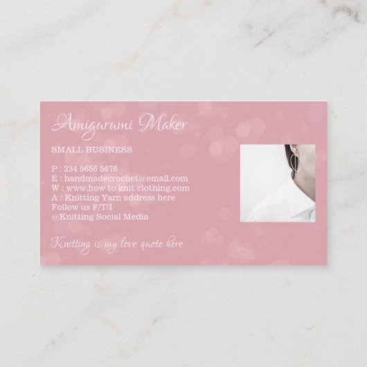 Carte De Visite Tricot Crochet coudre hiver neige Bokeh (Dos)